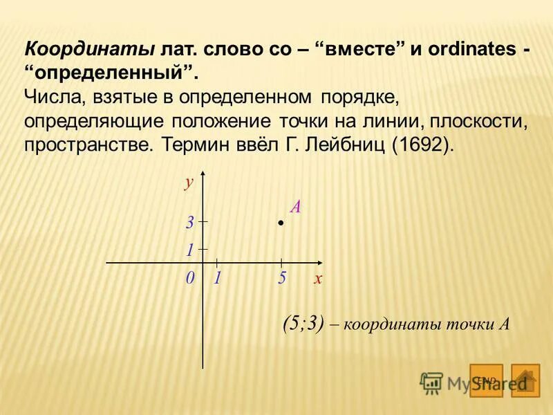 Число определяющее положение точки. Число определяющее положение точки