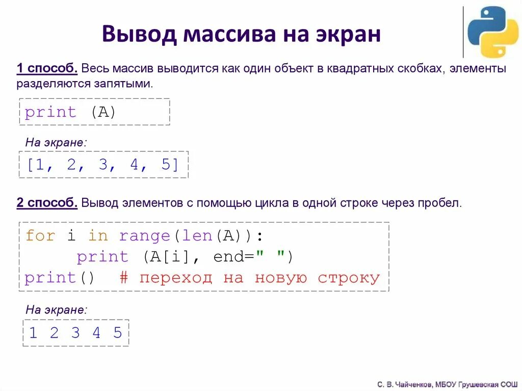 Массив Пайтон. Массивы в Python. Массив в питоне. Вывод массива в питоне.