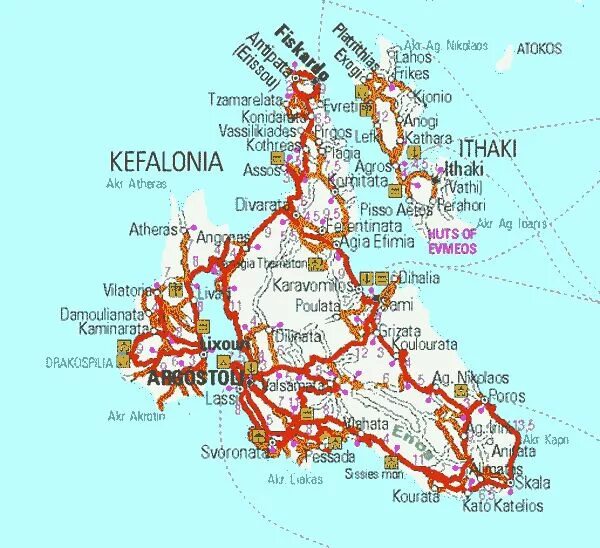 Остров кефалония где находится Island of cephalonia in greece red map Royalty Free Vector