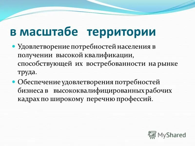 Потребности высококвалифицированного рабочего. Территория удовлетворения