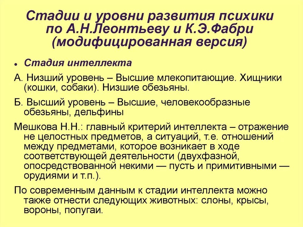 Концепция фабри. Этапы развития психики Леонтьев. Стадии и уровни развития психики. Концепция эволюции психики Леонтьева. Стадии развития психики по Фабри.