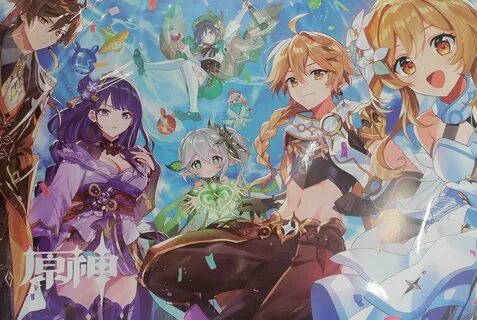 Плакат-постер по мотивам аниме-игры "Genshin Impact" с изображени...