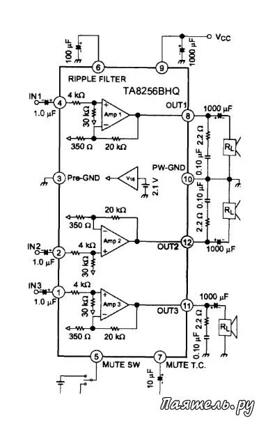 Ta8207k схема усилителя Ta8207k схема усилителя