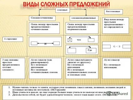 Виды сложного предложения 11 класс