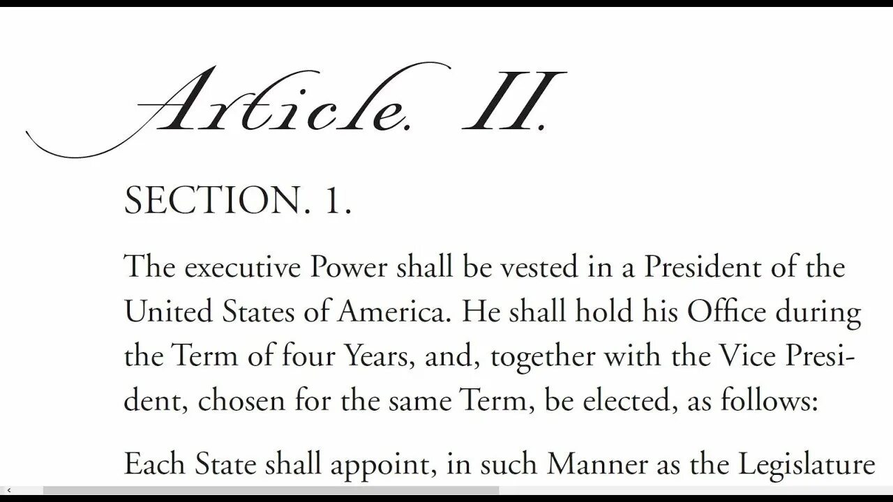 Section two. Articles a the a2. Article two, Section one of the United States Constitution. Section 1. Constitution 101.