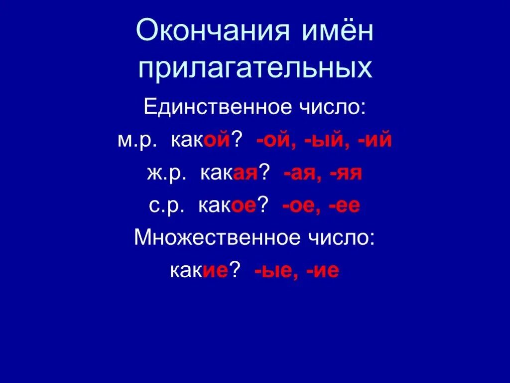 Окончания ая яя