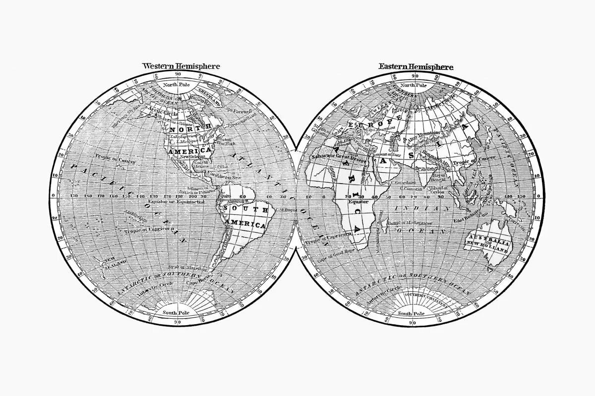 Западное и Восточное полушарие на карте. Карта Западного полушария земли. Карта полушарий земли. Карта двух полушарий земли.