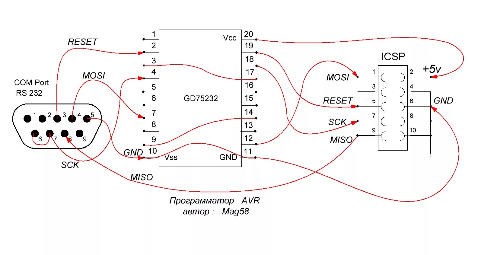 Простой программатор. Avr программатор с rs232 портом. схема программатора pickit 2 programmer. isp программатор схема. spi программатор avr.