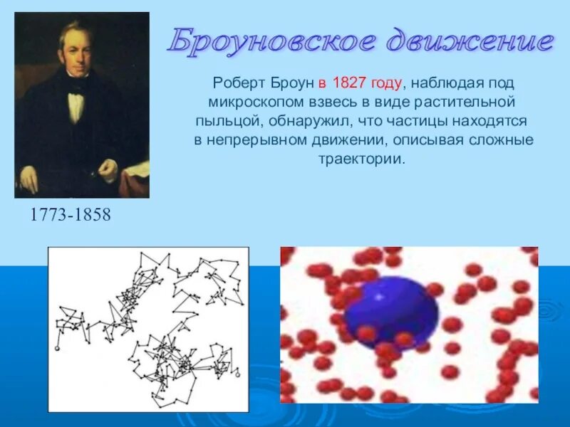 Броуновское движение пыльца. Опыт броуна броуновское движение.