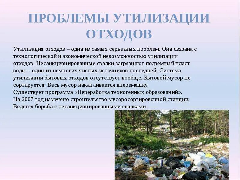 Проблемы решения бытовых отходов. Экологические проблемы нижнего тагила. невозможность утилизации.