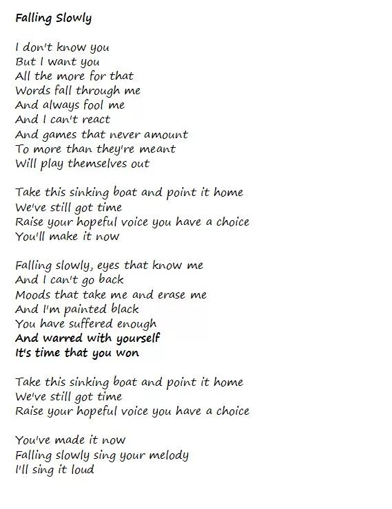 Falling текст. Текст песни Falling. Fallen текст песни. Falling slowly текст. Песня taking what s not yours