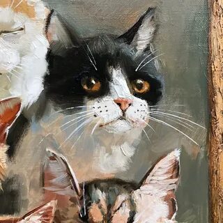 Кошки картины маслом