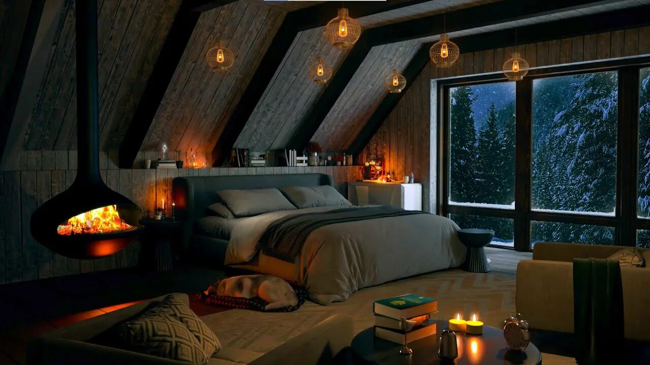 дождь камин для сна