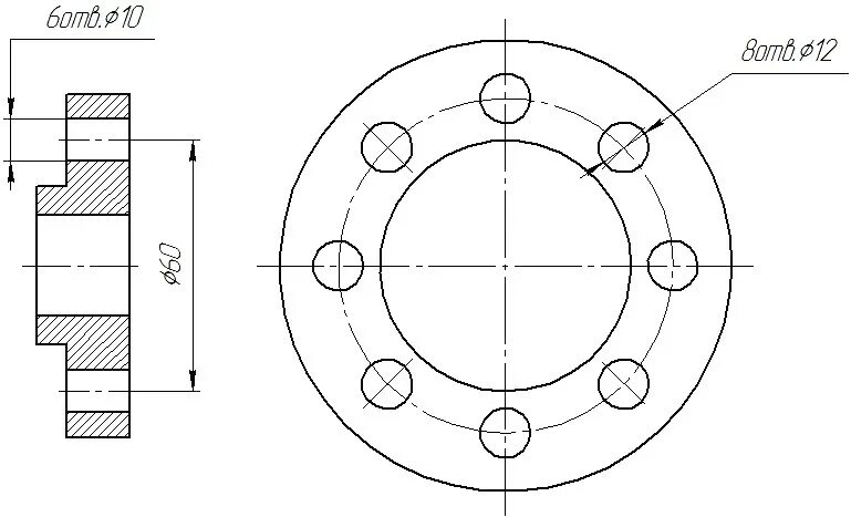 Размеры одинаковых элементов. Чертеж шайбы. Чертёж шайбы с размерами. Простановка размеров на фланцах. Шайба с двумя отверстиями чертеж.
