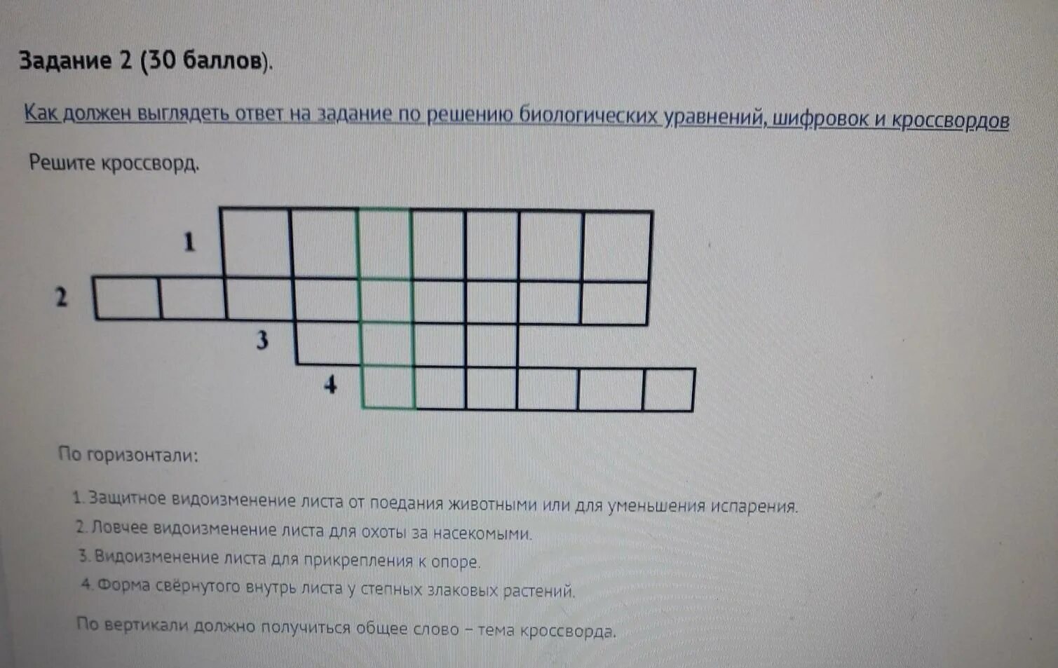 Решения задачи сканворд