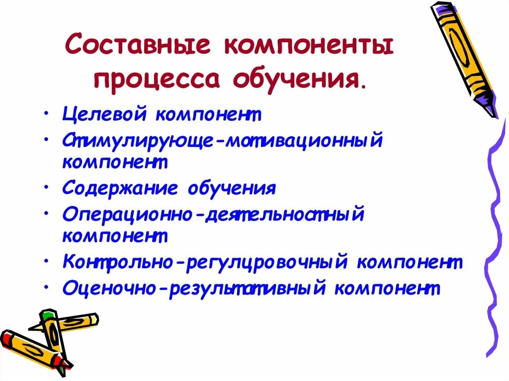 Составляющие элементы образования. Структурных компонентов процесса обучения. Элементы структуры процесса обучения. Основные структурные компоненты процесса обучения. Назовите основной компонент процесса обучения.