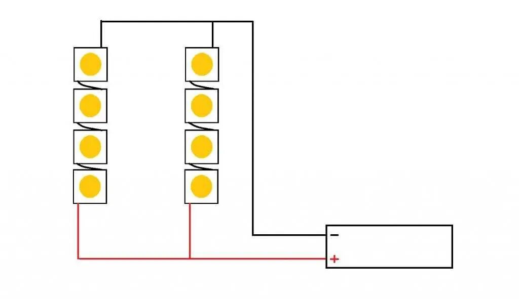 Светодиоды параллельно. Схема подключения светодиодов СМД последовательно. Параллельное соединение SMD светодиодов. Последовательное подключение соединение светодиодов.