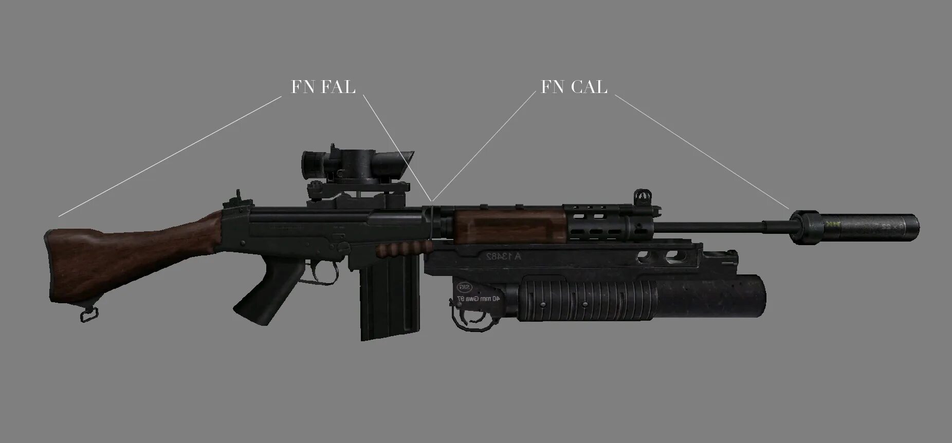 Сталкер 2 как включить подствольный гранатомет. Штурмовая винтовка fn fal. винтовка fal 7,62. fn fal 5.56. fn fal с подствольным гранатометом.