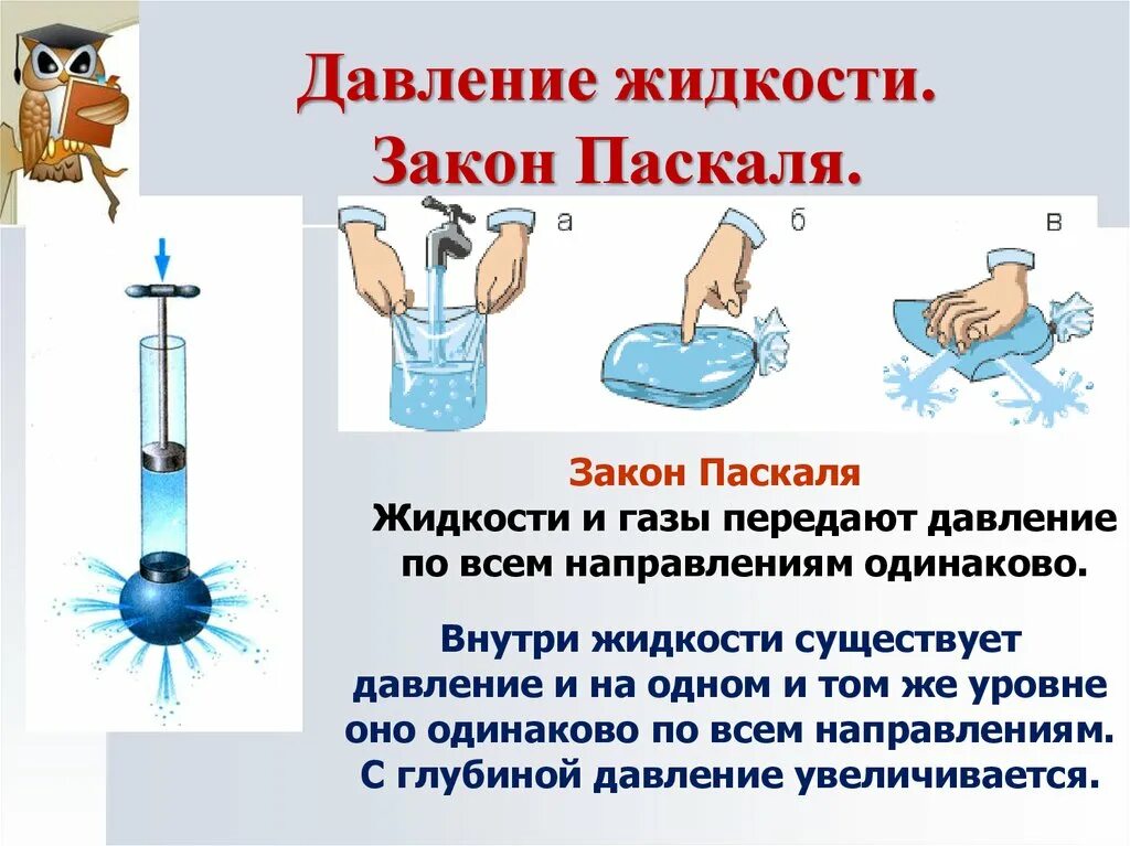 Какой опыт позволяет показать. Давление в жидкости и газе 7 класс физика. Давление газа и жидкости физика 7 класс. Давление жидкостей и газов 7 класс физика. Давление жидкости 7 класс физика.