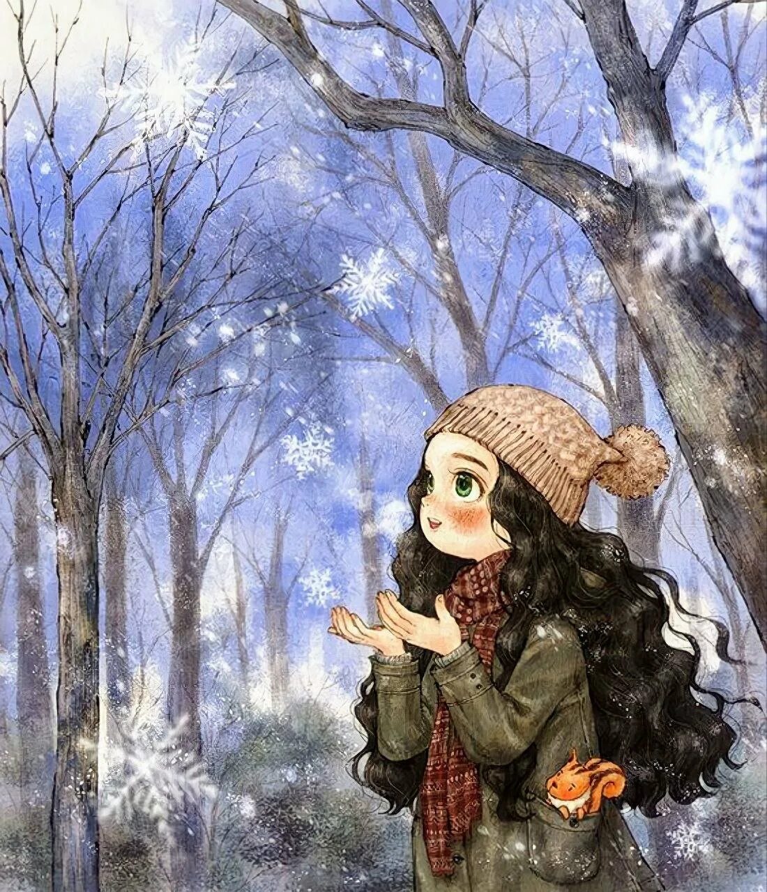 Рисунки зимних девушек. Aeppol художница. Aeppol художница осень. Корейский художник Aeppol зима. Корейская художница Aeppol.
