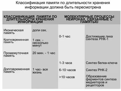 Виды памяти по времени