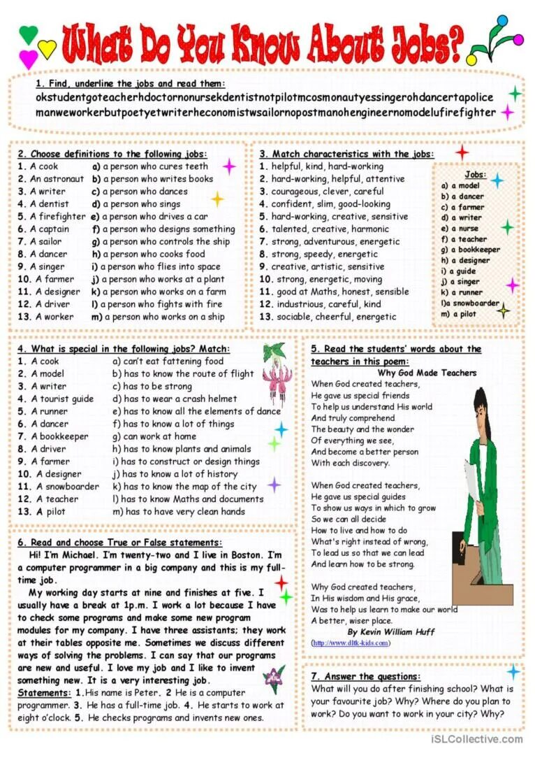 What do you know about jobs ответы. Jobs задания. Worksheets описание jobs. Job топик на английском. Match the statements with the people