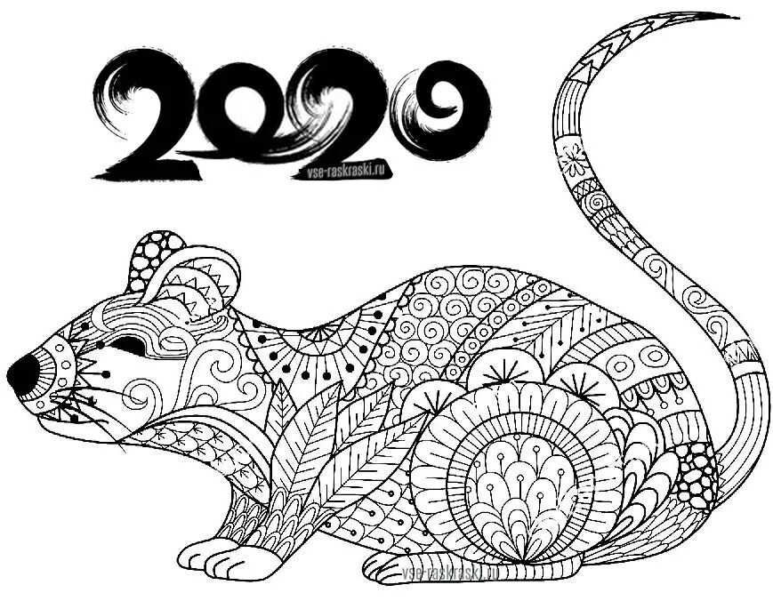 Раскраска антистресс мышь. Крыса рисунок для детей. Рисунки 2020. Новогодняя раскраска. Новые раскраски 2020.