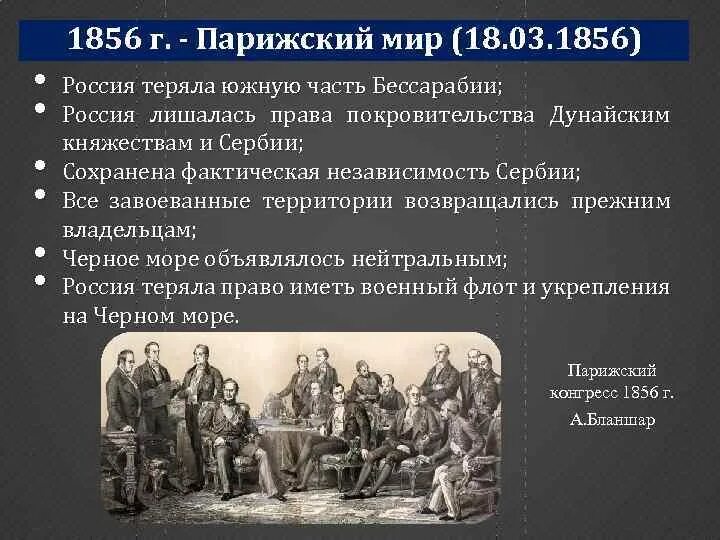 После парижский мирный договор.  Россия и Парижский мир 1856 г.. Парижский мир 1856 г. этапы войны.