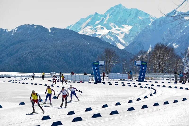 Трасса лыжных гонок состоит из 4 участков. Олимпийский биатлонно-лыжный комплекс.Сочи.