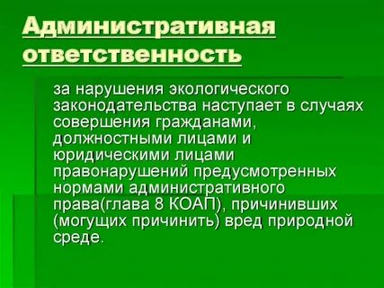 Имущественная ответственность за экологические правонарушения