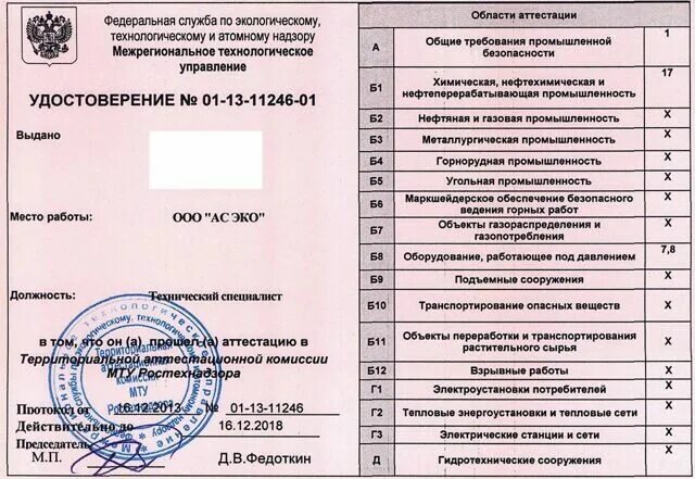 Аттестация б. Протокол промышленной безопасности а.1. аттестация ростехнадзора. промышленная безопасность аттестация.