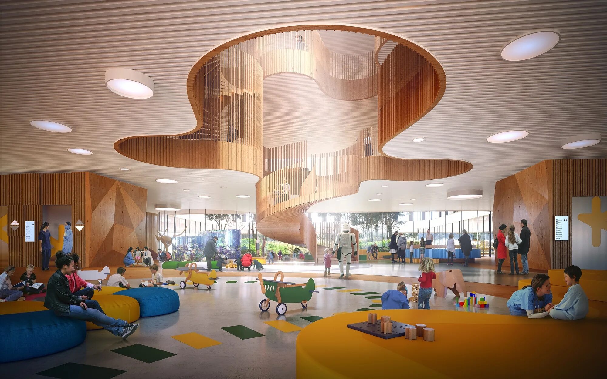 детский мир на лубянке. атриум игровая комната. архитектура детских больниц. атриум школа 21. атриум детям.