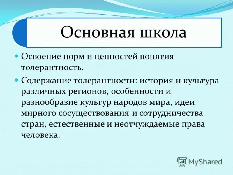 Содержание толерантности. Содержание толерантности