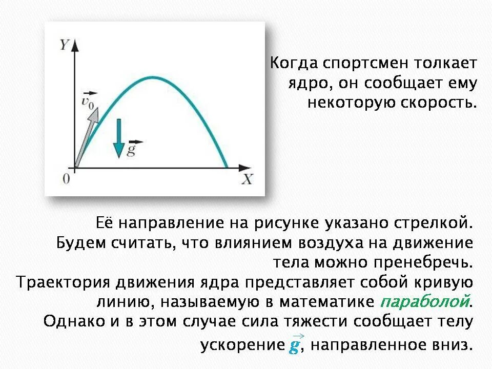 Можно пренебречь в случае. Линия движения тела. Ускорение по параболе. Движение точки по параболе задачи. Движение частицы по параболе.