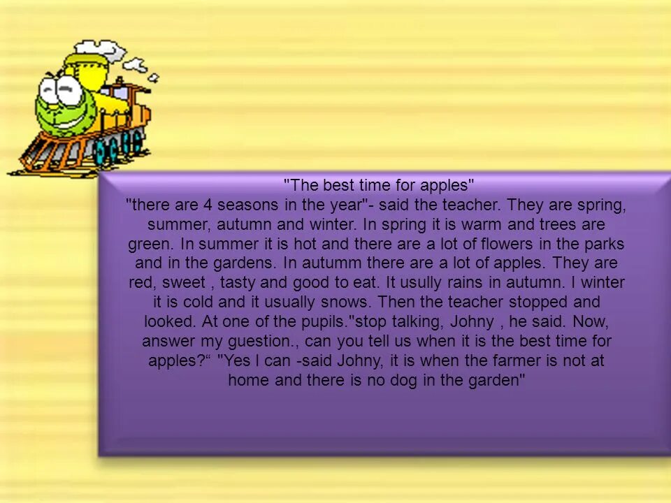 Greener перевод на русский. The best time for Apples текст. The best time for Apples текст перевод. Пересказ текста the best time for Apples. The best of times 4 класс.