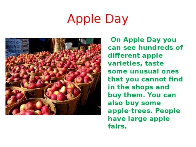 An apple a day перевод. День яблока. День яблока в Великобритании. Apple Day презентация на английском языке. День яблока (Apple Day of USA).