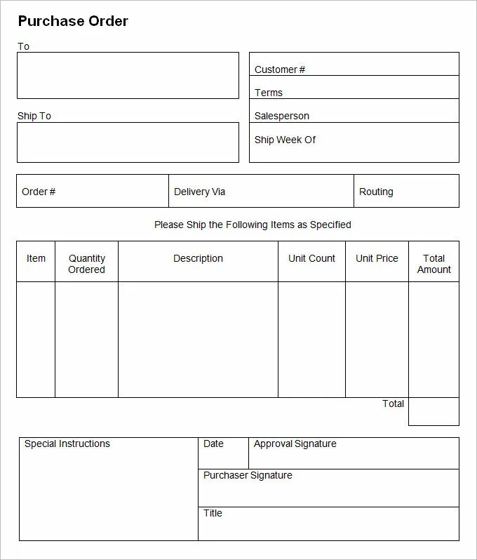 Purchase order бланк. Order examples. Purchase order как заполнять. Document Template.