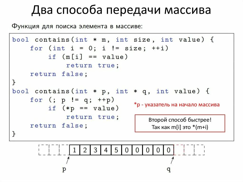 C возвратить массив