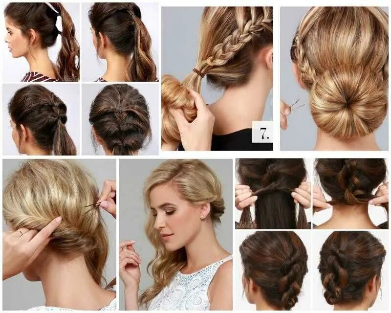 Красивые несложные прически. Прически на работу на каждый. Прически на работу на каждый. Прическа на работу на средние волосы. Быстрые и красивые прически на средние волосы.