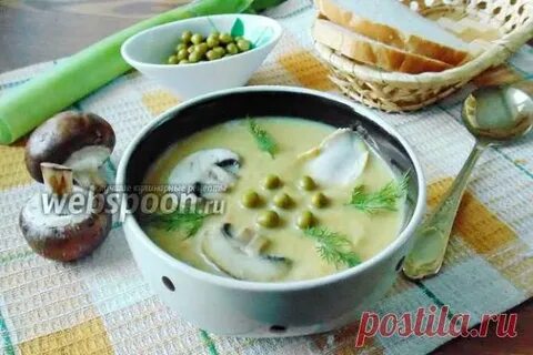 Суп с горошком консервированным и сыром