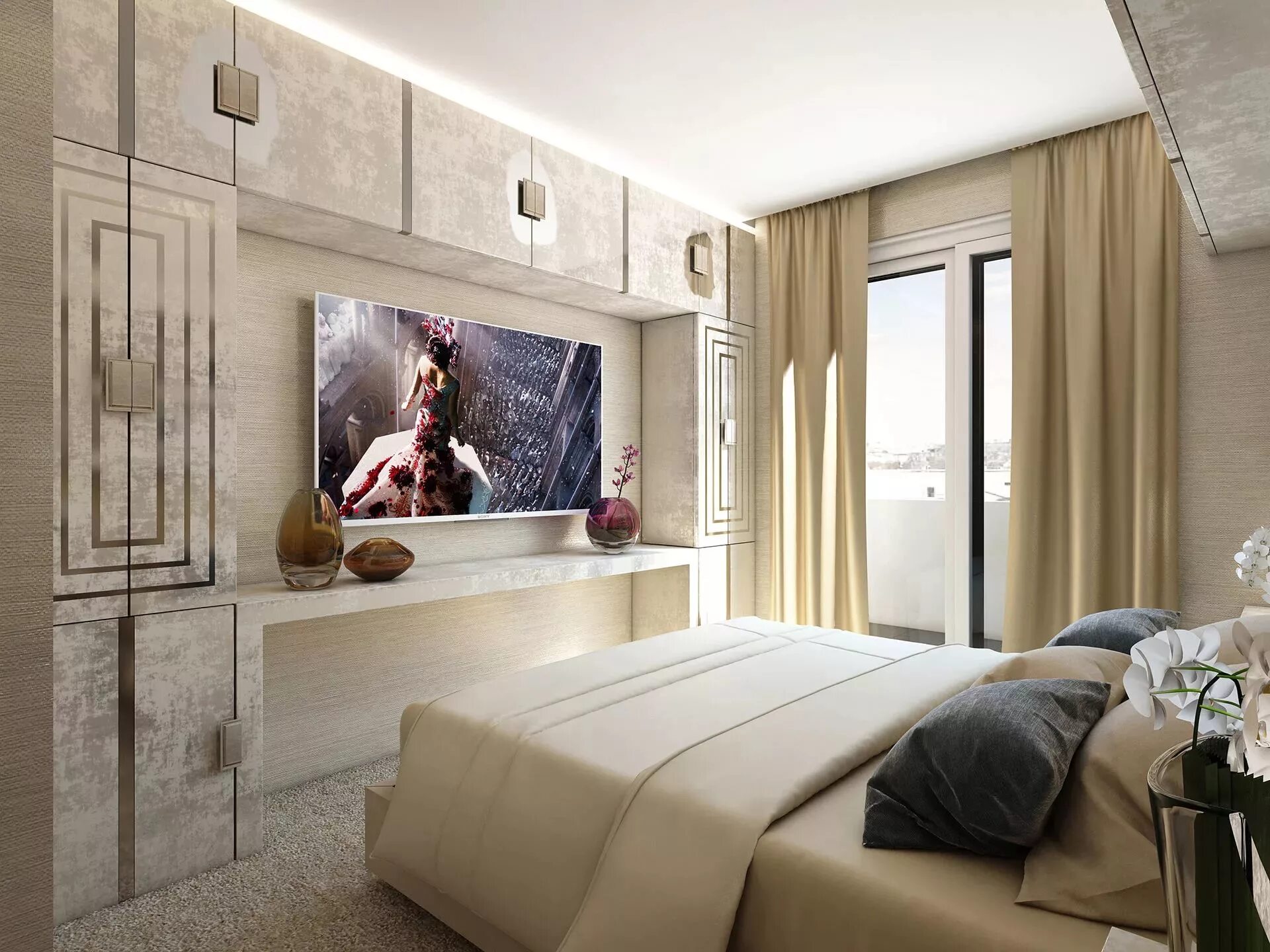 В спальне перед телевизором. Телевизор в спальне. Интерьер спальни с телевизором. Телевизор в спальне на стене. Уютная спальня с телевизором.