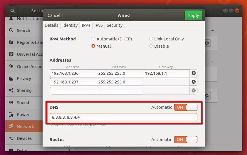 Linux статический ip. Настройки IP на линукс. Настройка DNS Linux. Ubuntu настройка IP. Ipv4 Ubuntu настройка.