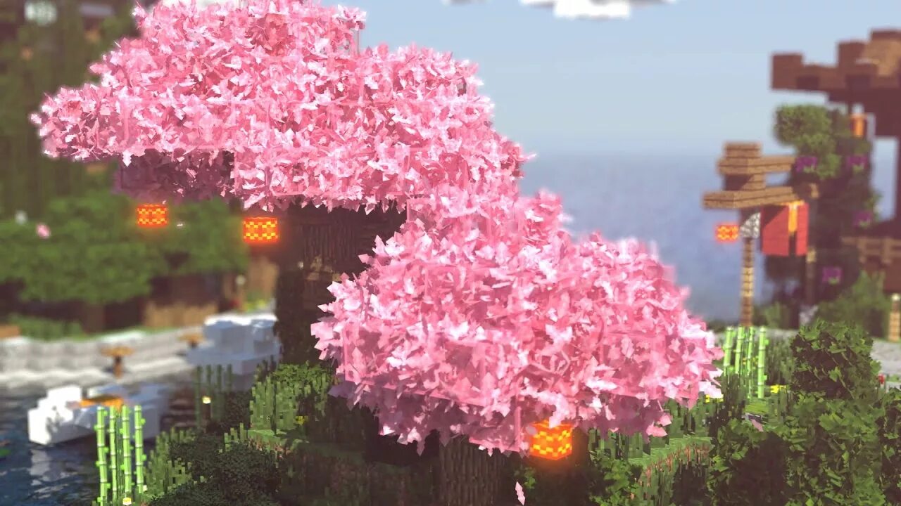 Розовый майнкрафт 1.20. Розовое дерево в МАЙНКРАФТЕ. Сакура в МАЙНКРАФТЕ. Японское дерево майнкрафт. Дерево Сакуры майнкрафт.