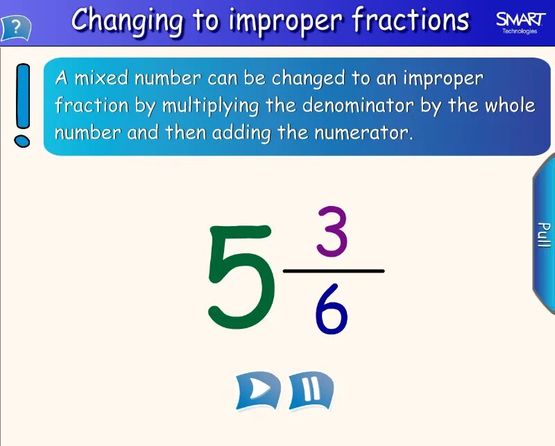 Improper use. Improper fraction. improper &amp; mixed fractions. fractional numbers. mixed number.