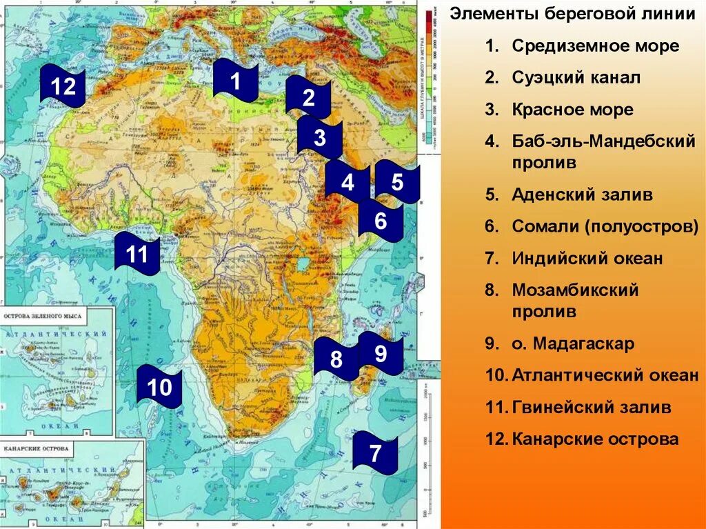 Объекты береговой линии на карте