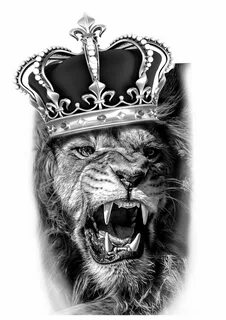 Тату оскал Льва с короной