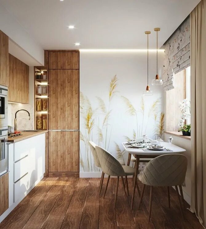 обои для кухни. обои в интерьере кухни. стильные кухонные обои. акцентная стена на кухне. комбинированные обои для кухни в хрущевке.