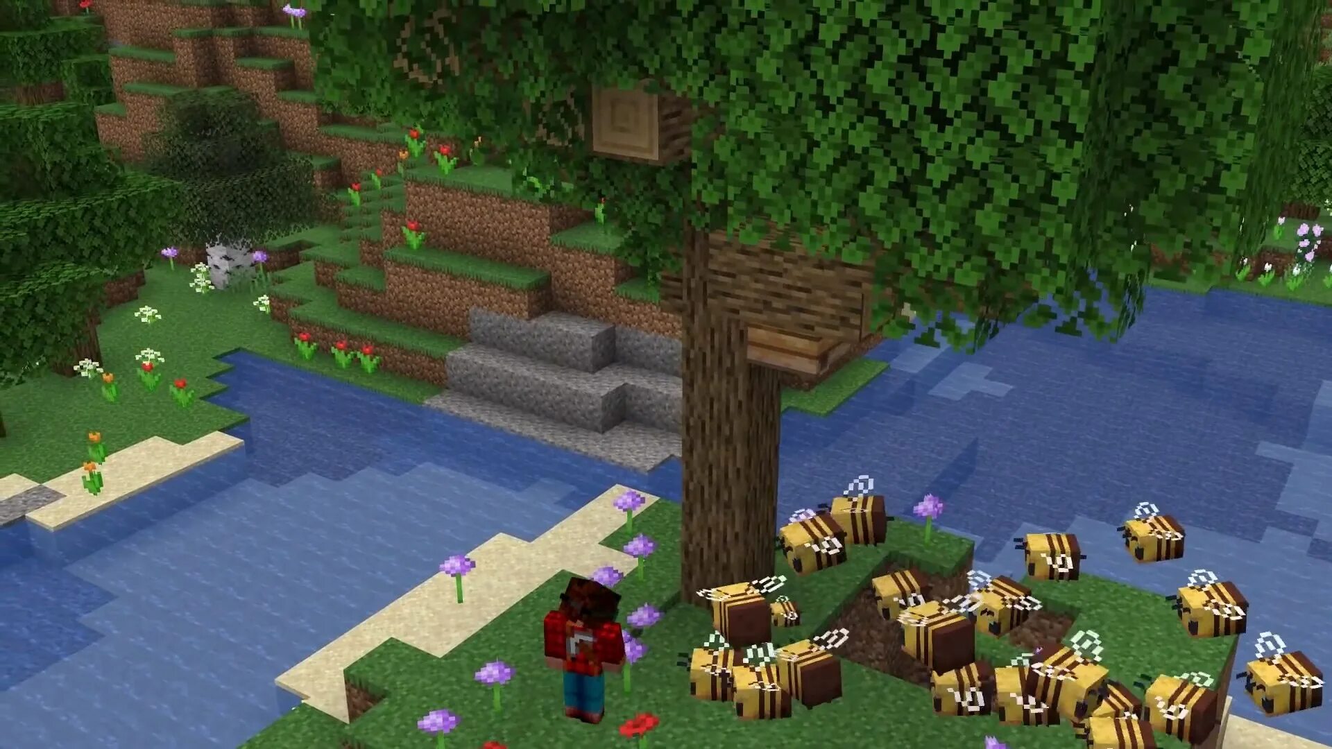 пасека в майнкрафте в деревне. играть майнкрафт обновление. блок крафт 3 в. игра minecraft. майнкрафт покет эдишн бета 1.