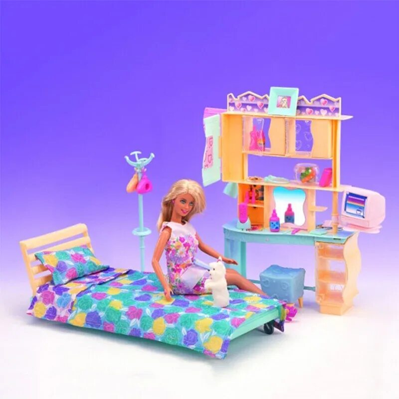 Bedroom toys. Мебель для кукол Барби Dolly Toy. Набор мебели для Барби кроватка 2000г. Спальня для Барби.