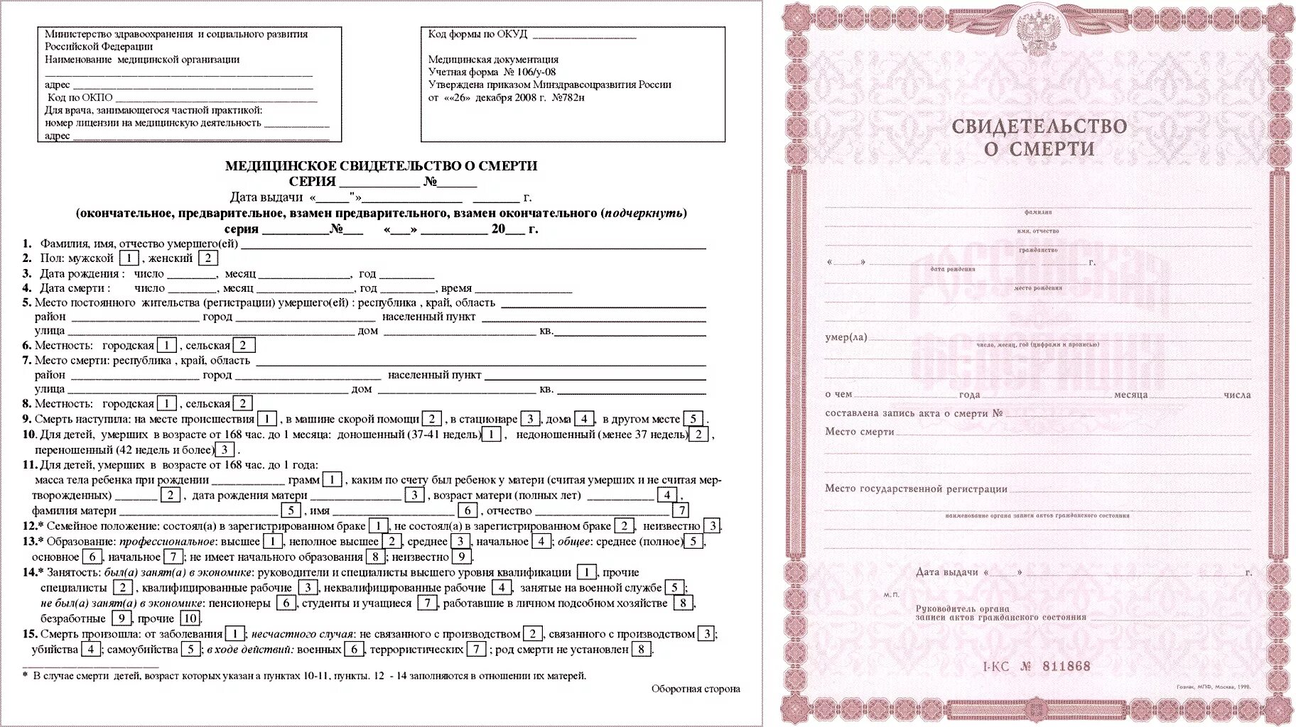 Оформление смерти родственника. Свидетельство о смерти. Медицинское свидетельство о смерти. Свидетельство о смерти бланк. Свидетельство осемрти.